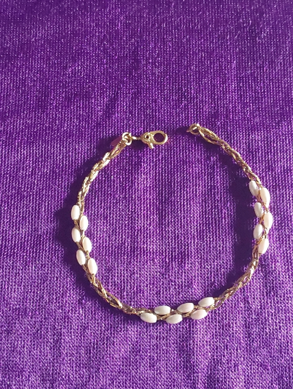 Vintage Monet Gold and White Twisted Bracelet - Women Jewelry.